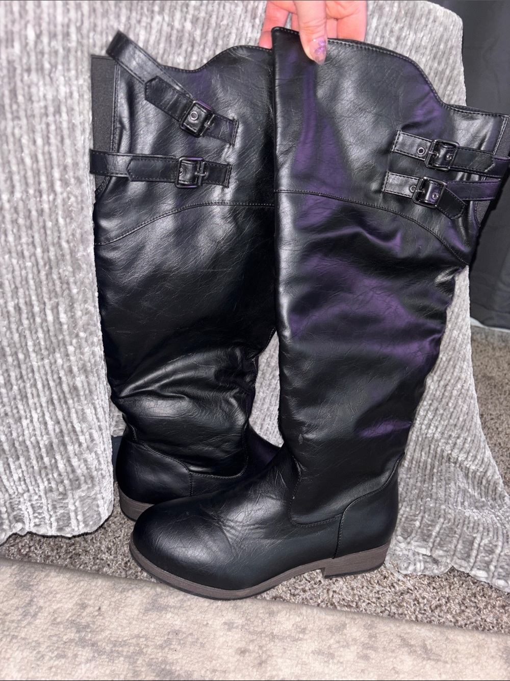 Women’s Black Tall Buckle Boots